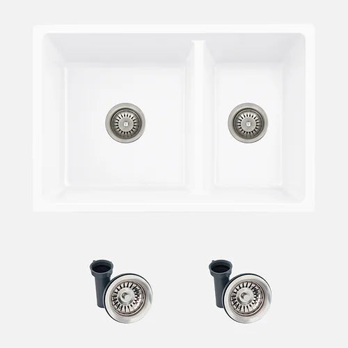 Stylish - 27 Inch Dual Mount 60/40 Double Bowl Granite Kitchen Sink With Strainer