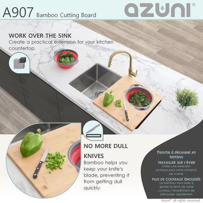 Stylish Azuni 16" Bamboo Cutting Board With Colander and Bowl Set A907