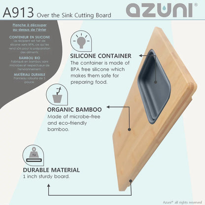 Stylish Azuni 18" Kitchen Sink Bamboo Cutting Board Set With Container A913