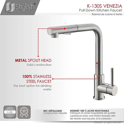 Stylish Pull Down Kitchen Faucet And Water Tap