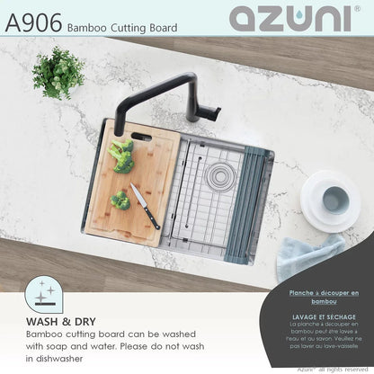Stylish Azuni 17" Bamboo Cutting Board for Kitchen Sink A906