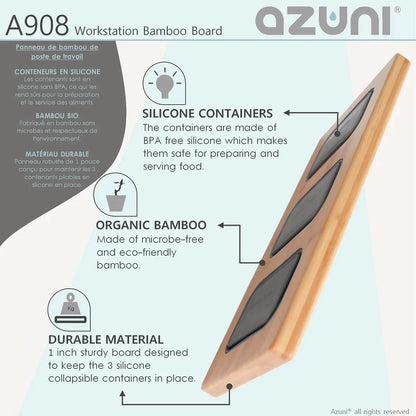 Stylish Azuni 17" Workstation Sink Bamboo Serving Board Set With 3 Containers A908