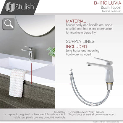 Stylish Luvia Bathroom Faucet Single Handle Chrome Polished Finish B-111C