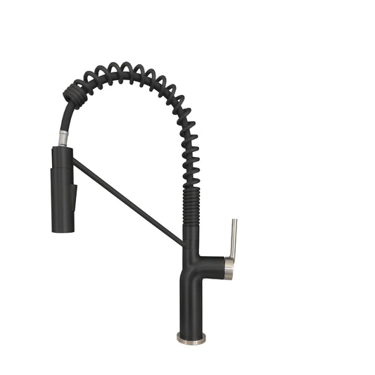 Stylish Tivoli Single Handle Pull Down Kitchen Faucet - Matte Black/Brushed Finish K-149NS