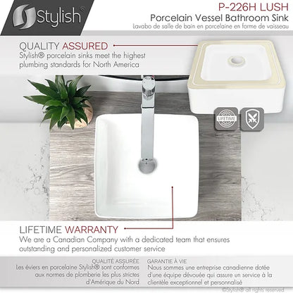 Stylish -14 Inch Square Ceramic Vessel Bathroom Sink