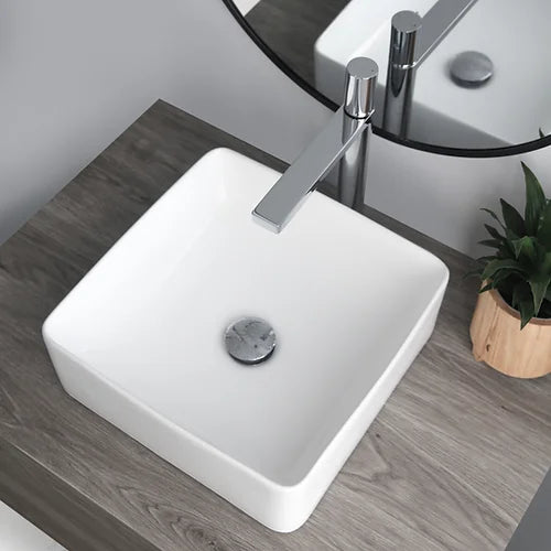 Stylish -14 Inch Square Ceramic Vessel Bathroom Sink