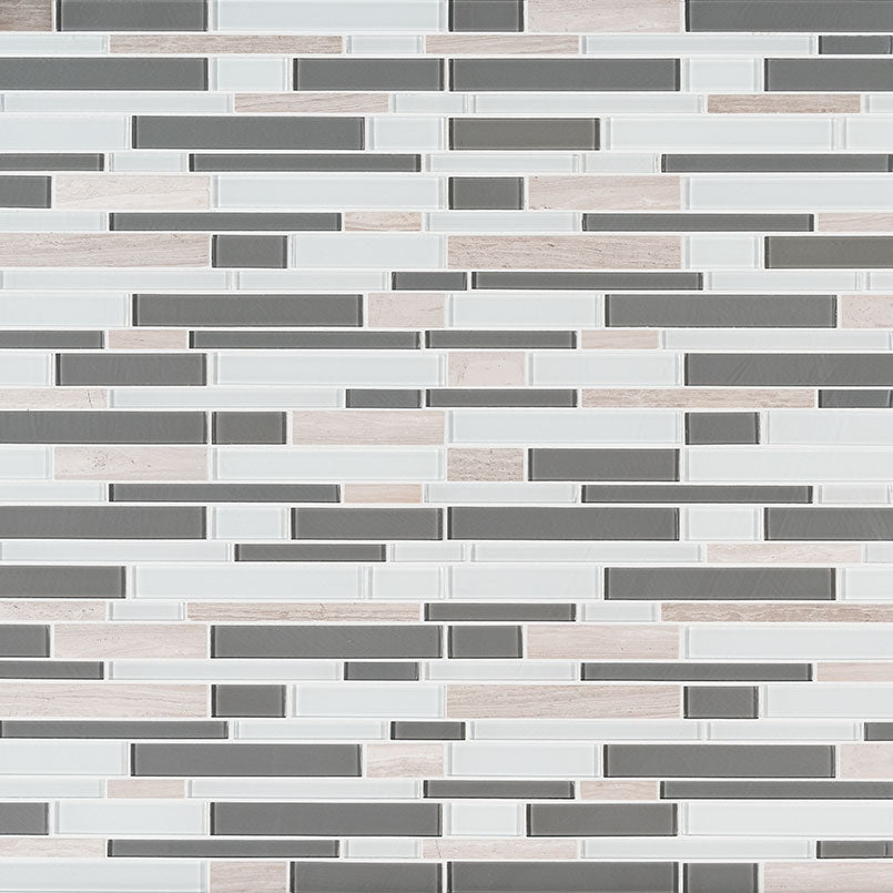 MSI Backsplash and Wall Tile Gray Cliff Interlocking Glass Mosaic Tile 4mm