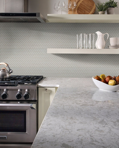 MSI Backsplash and Wall Tile Gray Glossy Herringbone Mosaic Tile 6mm