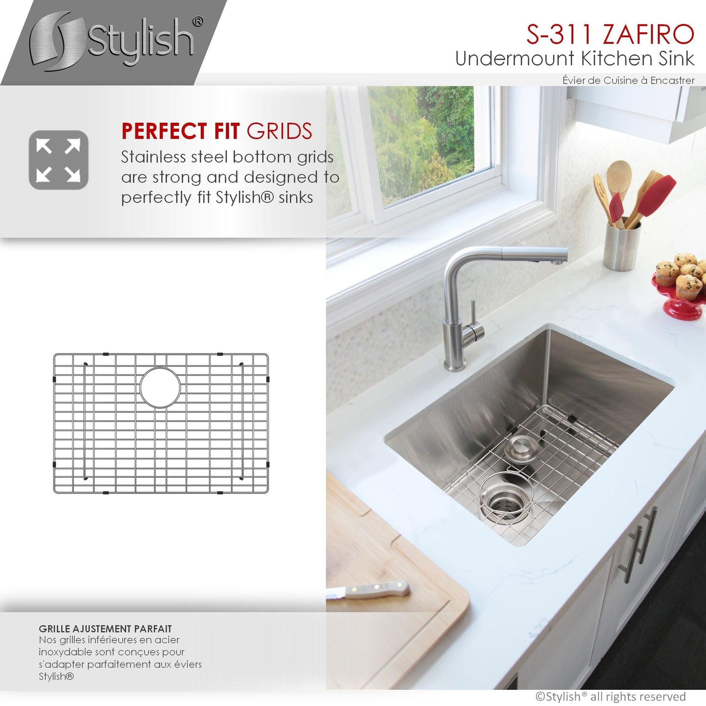 Stylish Zafiro 30" x 18" Single Bowl Undermount Stainless Steel Kitchen Sink S-311XG
