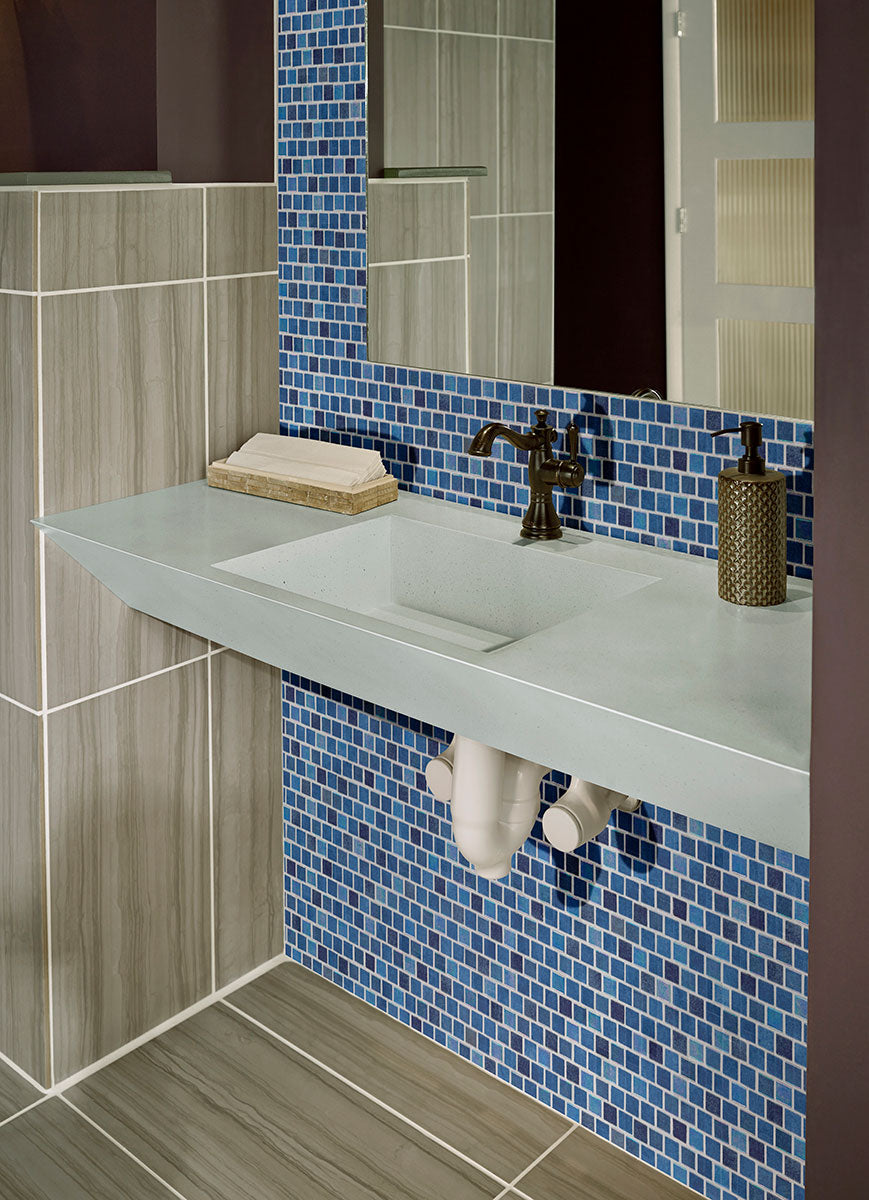 MSI Backsplash and Wall Tile Hawaiian Blue Glass Mosaic Tile 1" x 1" 4mm