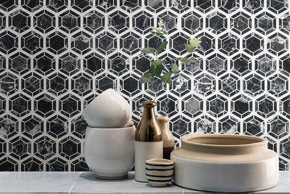 MSI Backsplash and Wall Tile Hexagono Nero Polished Marble Tile