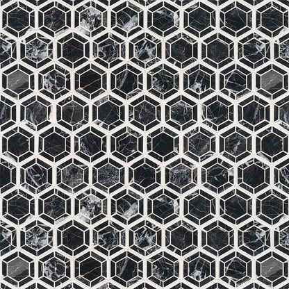 MSI Backsplash and Wall Tile Hexagono Nero Polished Marble Tile