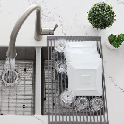 Stylish 20" Over the Sink Roll-up Drying Rack Dark Gray A-900DG