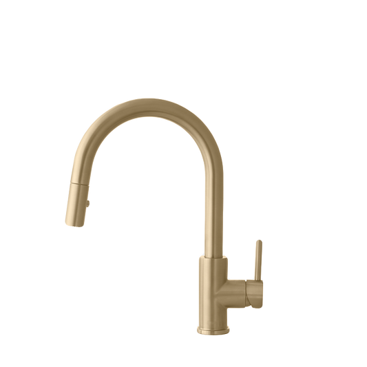 Stylish Modena 14" Kitchen Faucet Single Handle Pull Down Dual Mode Stainless Steel Gold Finish K-131G