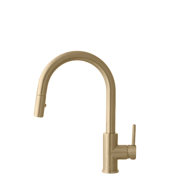 Stylish Modena 14" Kitchen Faucet Single Handle Pull Down Dual Mode Stainless Steel Gold Finish K-131G