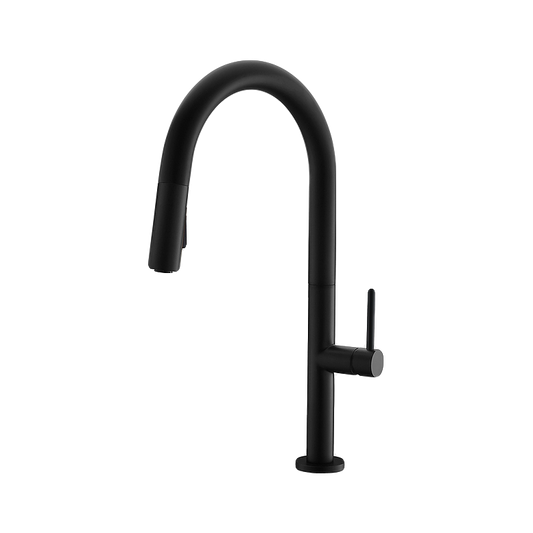 Stylish Catania 17.25" Kitchen Faucet Single Handle Pull Down Dual Mode Lead Free Matte Black Finish K-141N