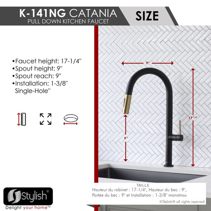 Stylish Catania Single Handle Pull Down Kitchen Faucet