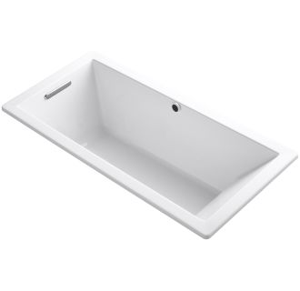 Kohler Underscore Rectangle 66" x 32" drop-in bath with Bask heated surface and end drain - White