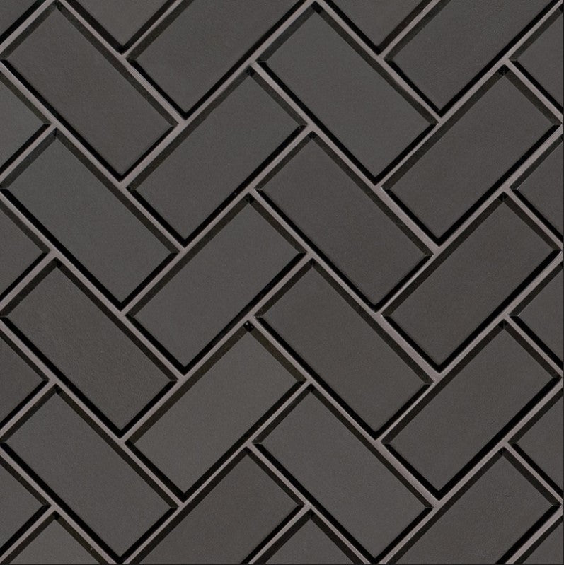 MSI Metallic Gray Bevel Herringbone Glossy 8mm Wall Tile