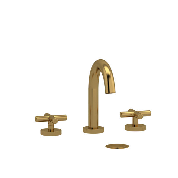 Riobel - Riu Widespread Lavatory Faucet With C-Spout - Brushed Gold With Cross Handles
