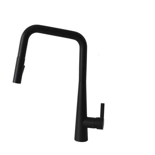 Stylish Turin 17" Kitchen Faucet Single Handle Pull Down Dual Mode Lead Free Matte Black K-143N