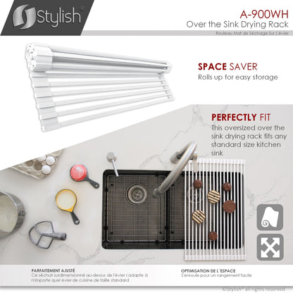 Stylish 20" Over the Sink Roll-up Drying Rack White A-900WH
