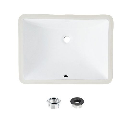 Stylish Trendy 18.25" x 13" Rectangular Undermount Bathroom Sink with Overflow Polished Chrome P-201