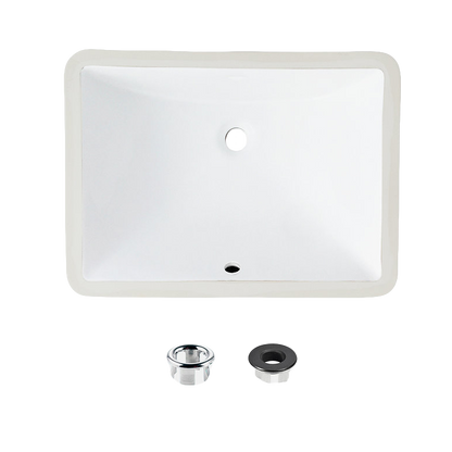 Stylish Trendy 18" Rectangular Undermount Bathroom Sink with Overflow Polished Chrome P-201X (Only Available With Purchase of 50+)