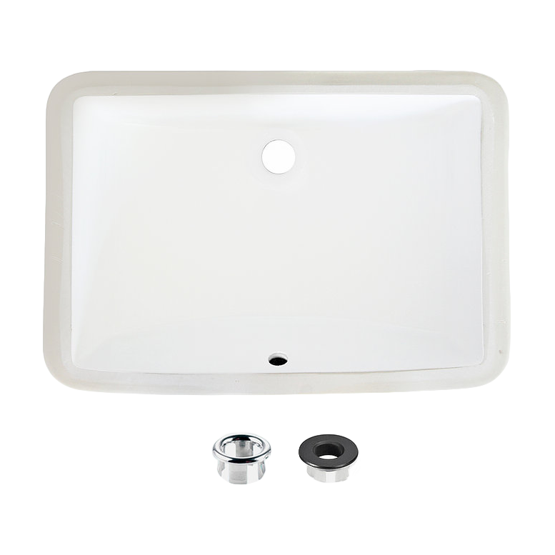 Stylish Sharp 21.25" x 14.5" Rectangular Undermount Bathroom Sink with Overflow Polished Chrome P-203