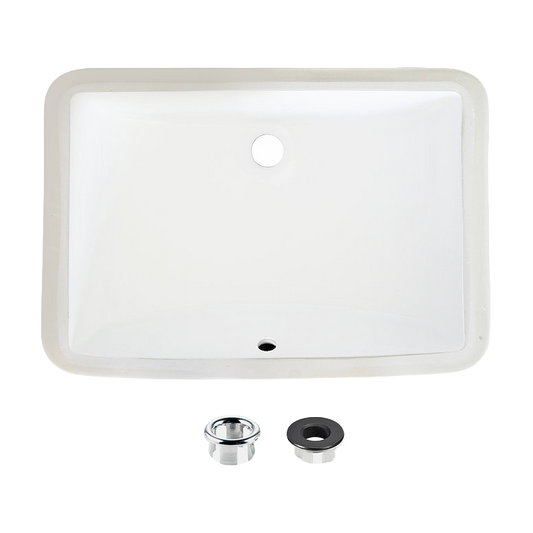 Stylish Sharp 21.25" x 14.5" Rectangular Undermount Bathroom Sink with Overflow Polished Chrome P-203