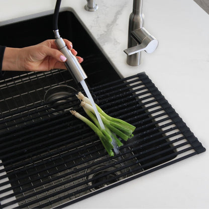 Stylish 20" Over the Sink Roll-up Drying Rack Black A-900BK