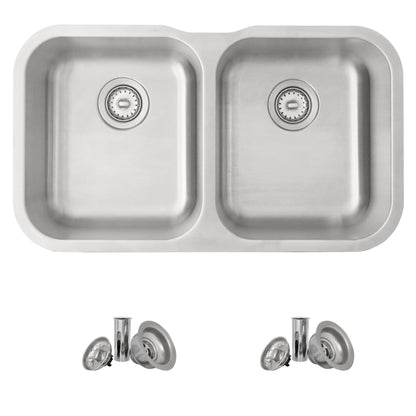 Stylish Jaspel 32" Dual Mount Double Bowl Kitchen Sink