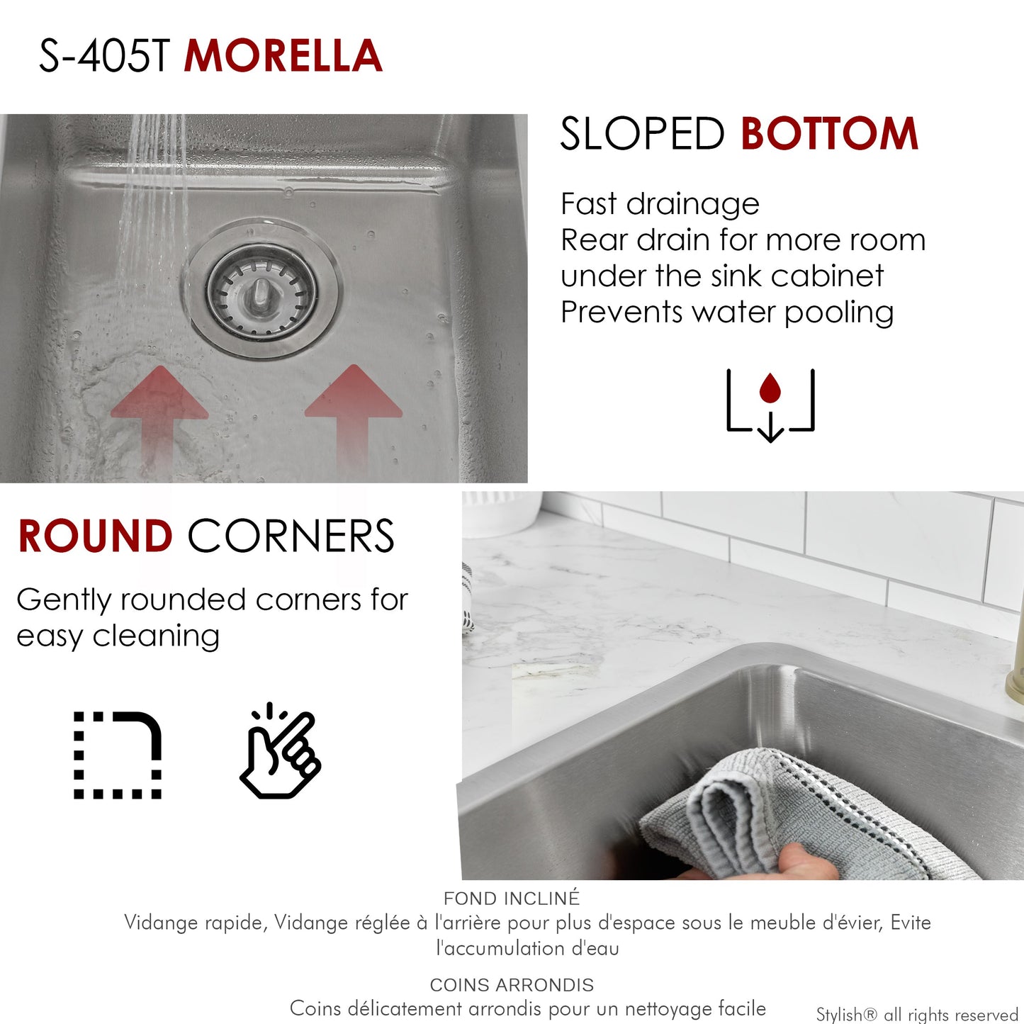 Stylish 15" Dual Mount Single Bowl Kitchen Sink (MORELLA)