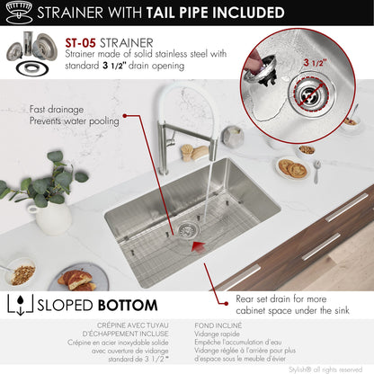 Stylish OLITE 27" Dual Mount Single Bowl Kitchen Sink (S-406TG)