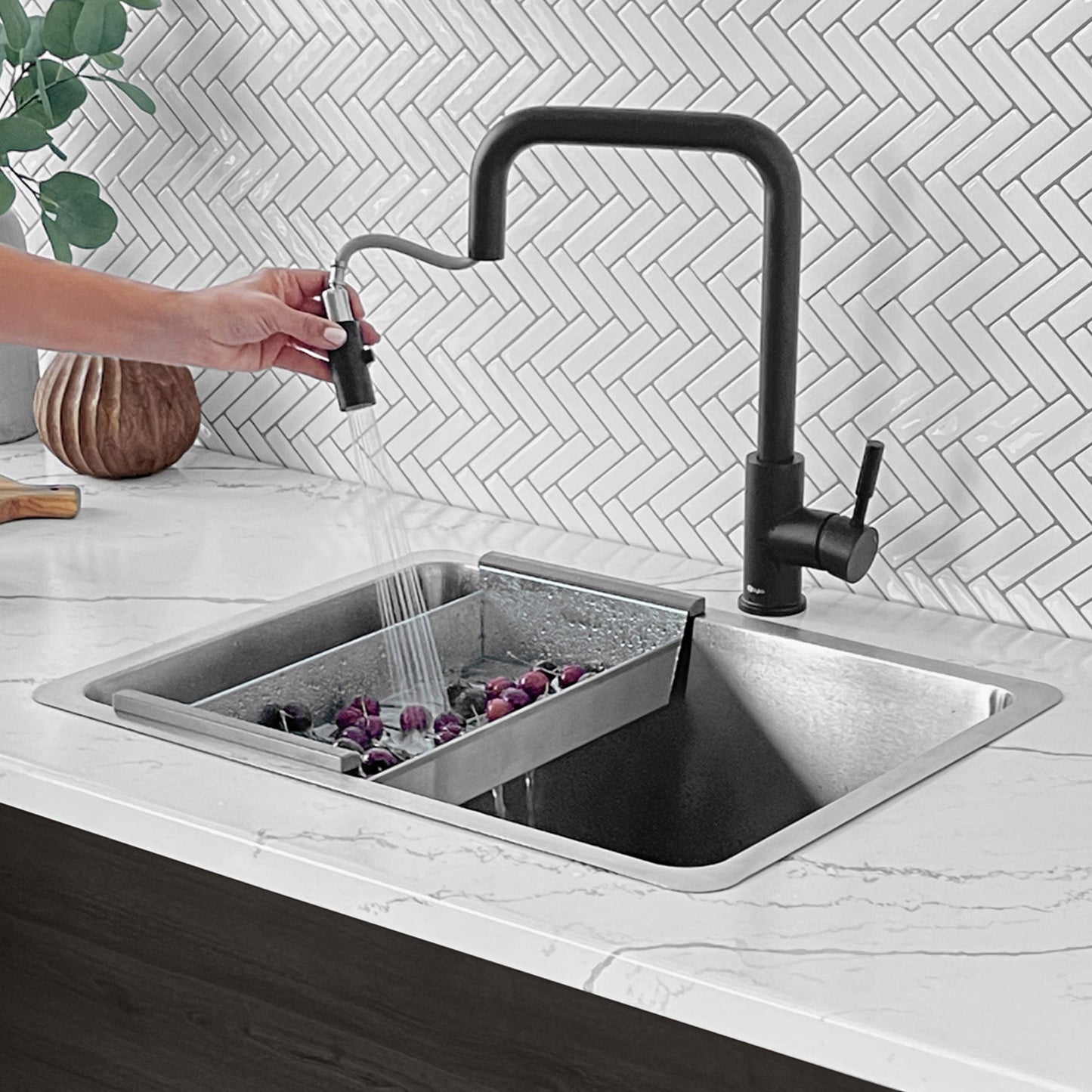 Stylish Palma 21"  Dual Mount Single Bowl Kitchen Sink (S-408T)