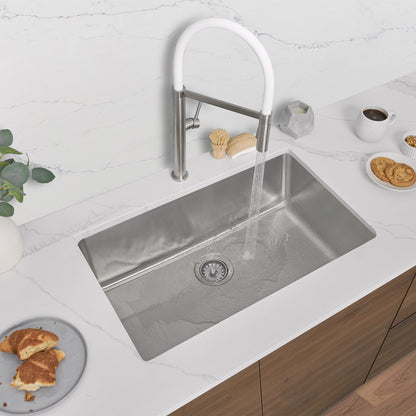 Stylish Malaga 30" Single Bowl Undermount and Drop-in Stainless Steel Kitchen Sink (S-411T)