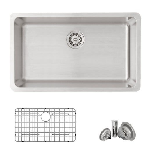 Stylish Malaga  30" Single Bowl Undermount and Drop-in Stainless Steel Kitchen Sink (S-411TG)