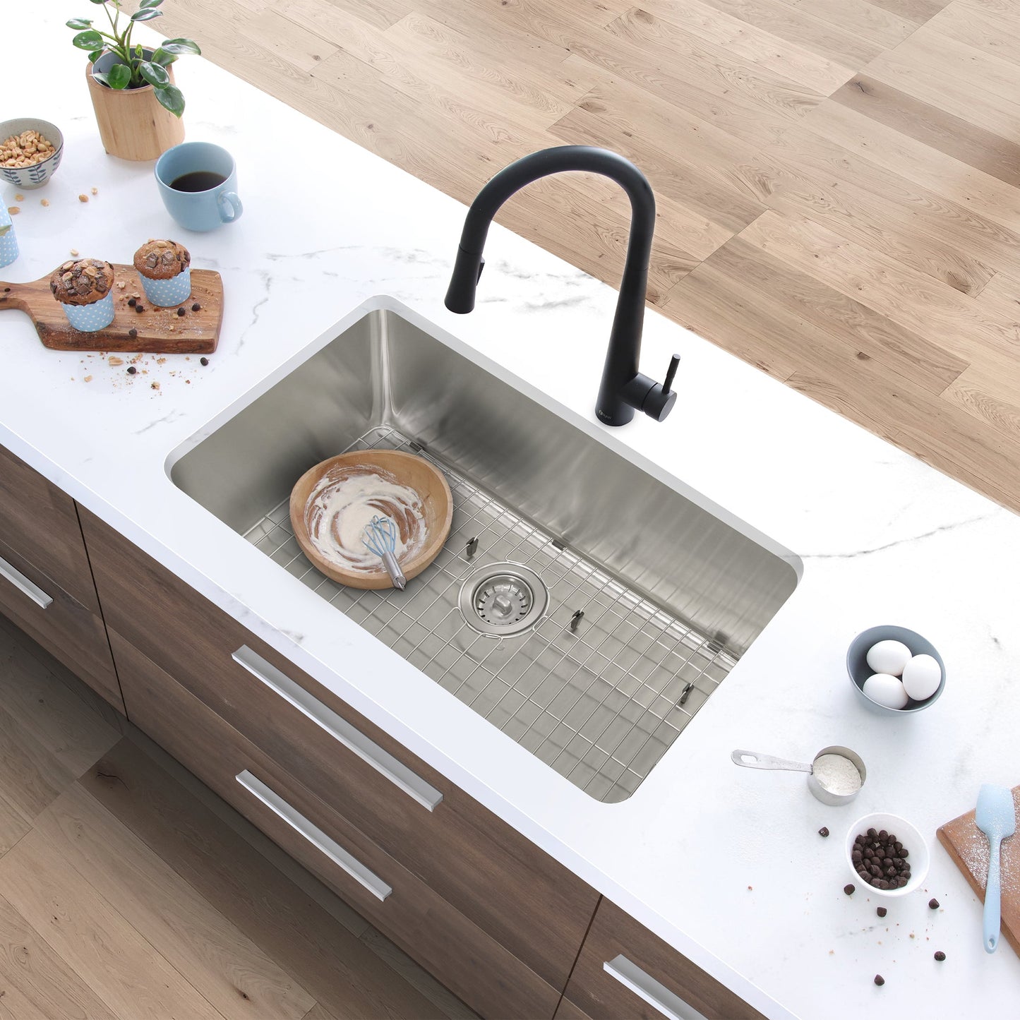 Stylish Malaga  30" Single Bowl Undermount and Drop-in Stainless Steel Kitchen Sink (S-411TG)