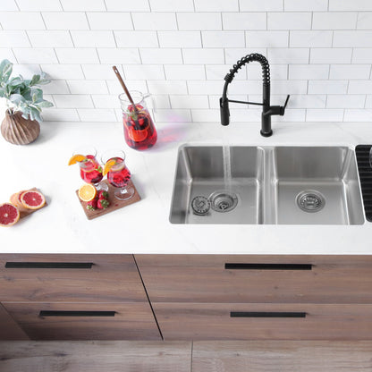 Stylish 29" Double Bowl Undermount and Drop-in Stainless Steel Kitchen Sink (S-414T)