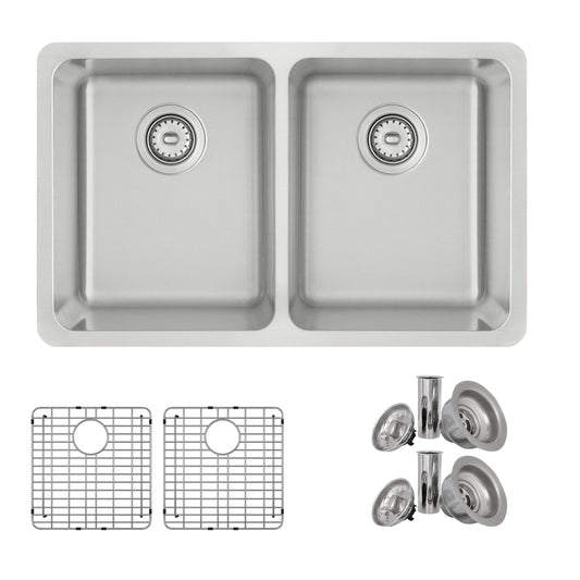 Stylish Avila Double Bowl Undermount and Drop-in Stainless Steel Kitchen Sink (S-414TG)