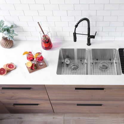 Stylish Avila Double Bowl Undermount and Drop-in Stainless Steel Kitchen Sink (S-414TG)