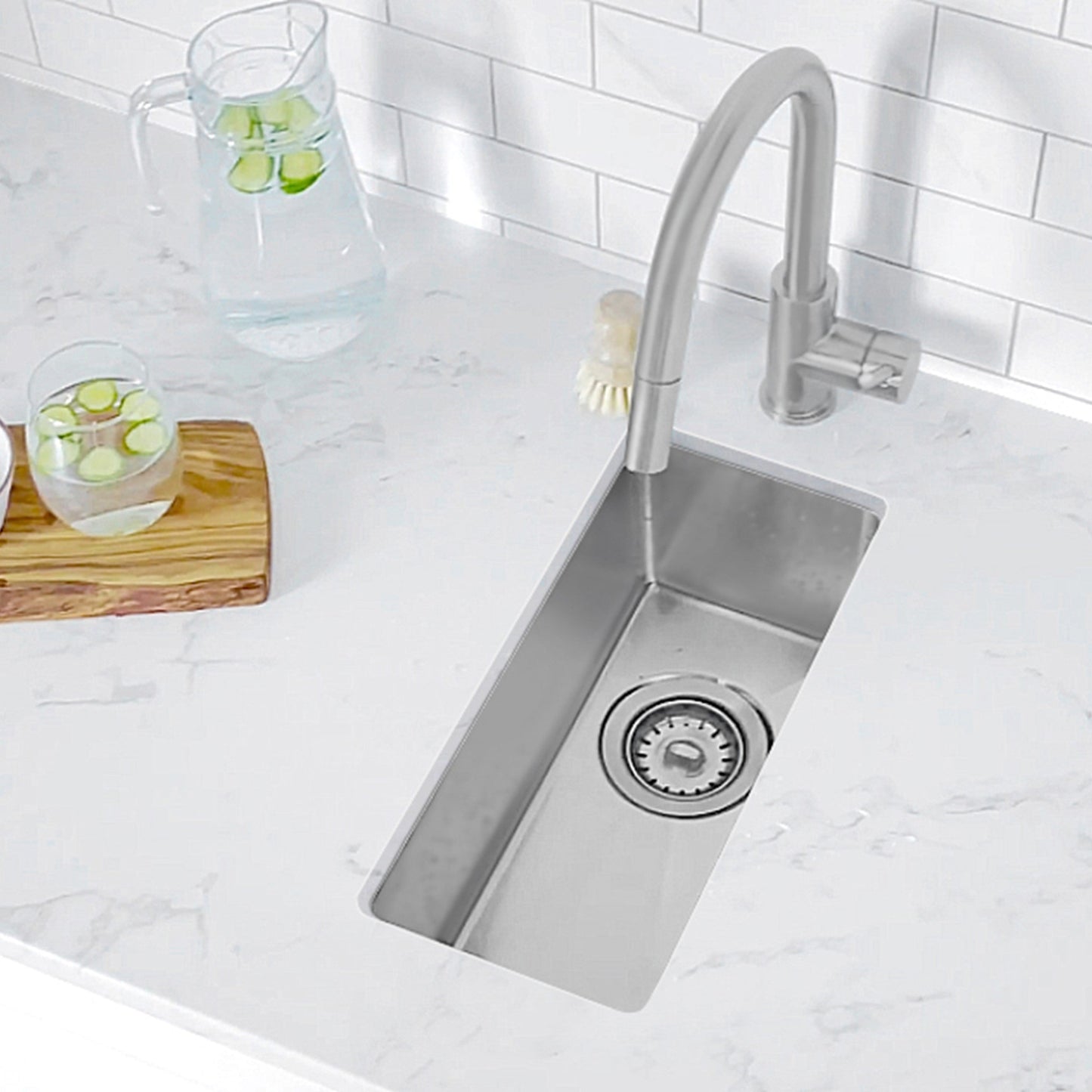 Stylish  9 inch Single Bowl Undermount and Drop-in Stainless Steel Kitchen Sink