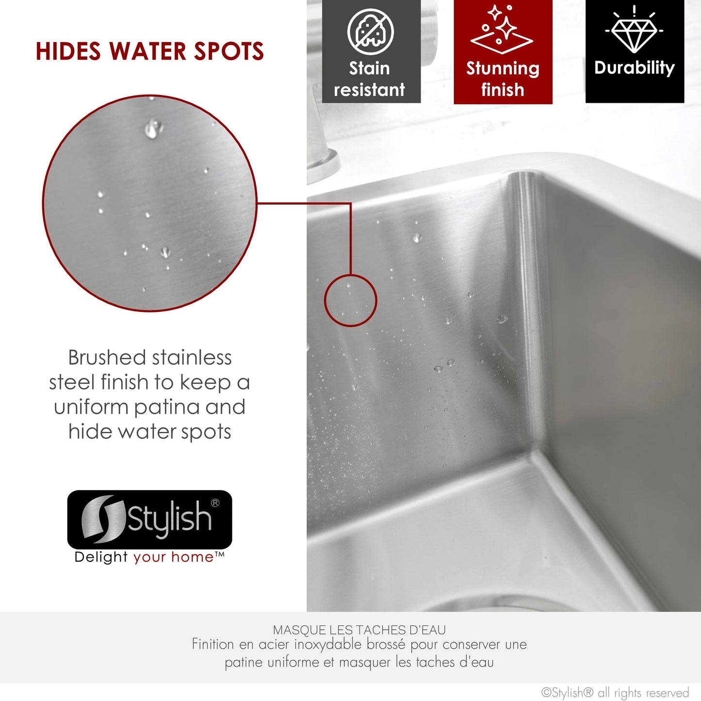 Stylish  9 inch Single Bowl Undermount and Drop-in Stainless Steel Kitchen Sink