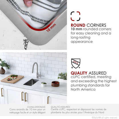 Stylish  9 inch Single Bowl Undermount and Drop-in Stainless Steel Kitchen Sink