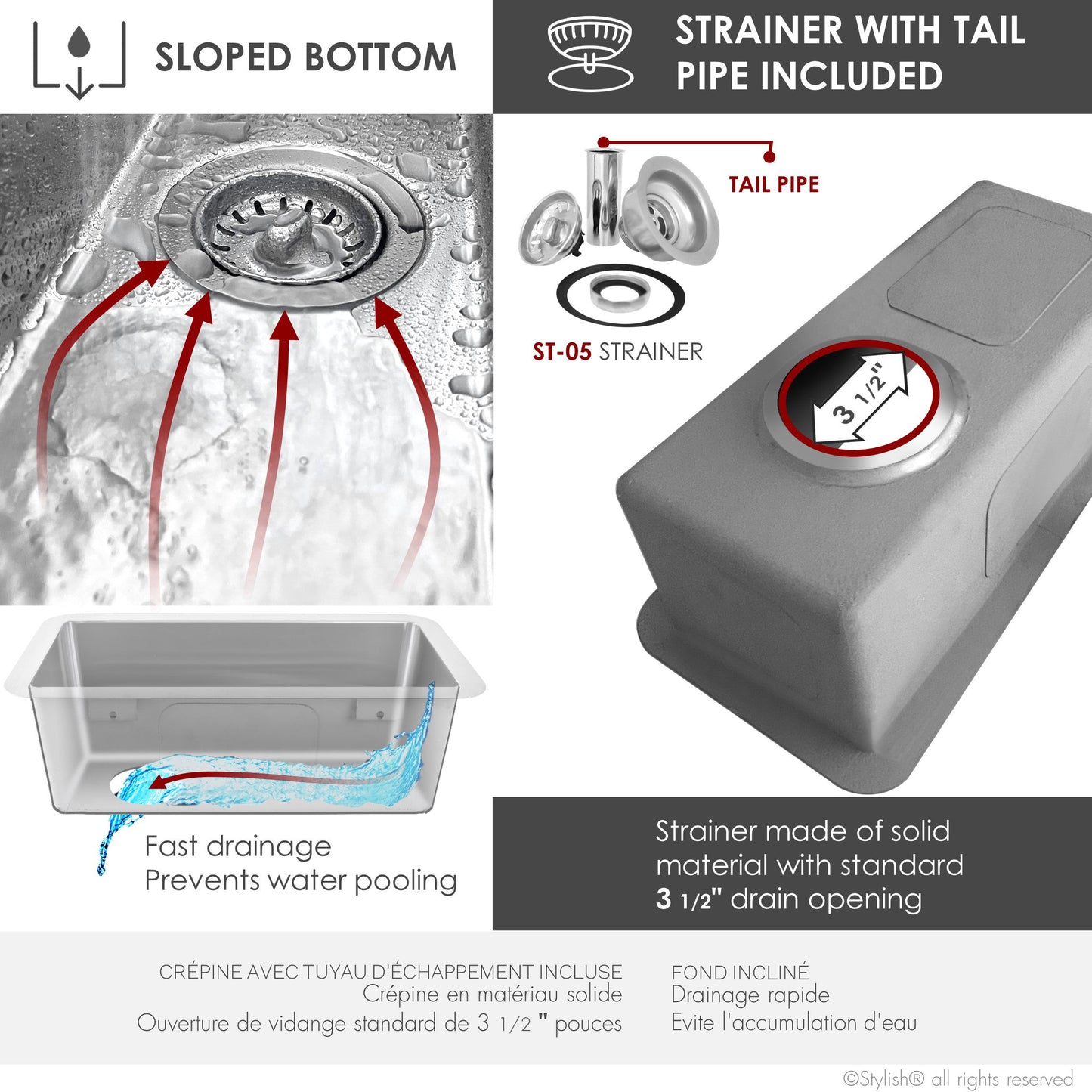 Stylish  9 inch Single Bowl Undermount and Drop-in Stainless Steel Kitchen Sink