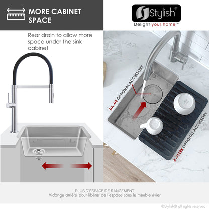Stylish  9 inch Single Bowl Undermount and Drop-in Stainless Steel Kitchen Sink