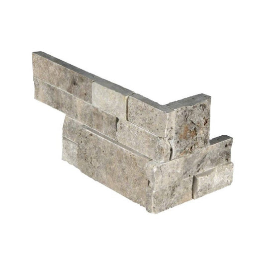 MSI Hardscaping Stacked Stone Corner Panel Silver Travertine 6" x 18"