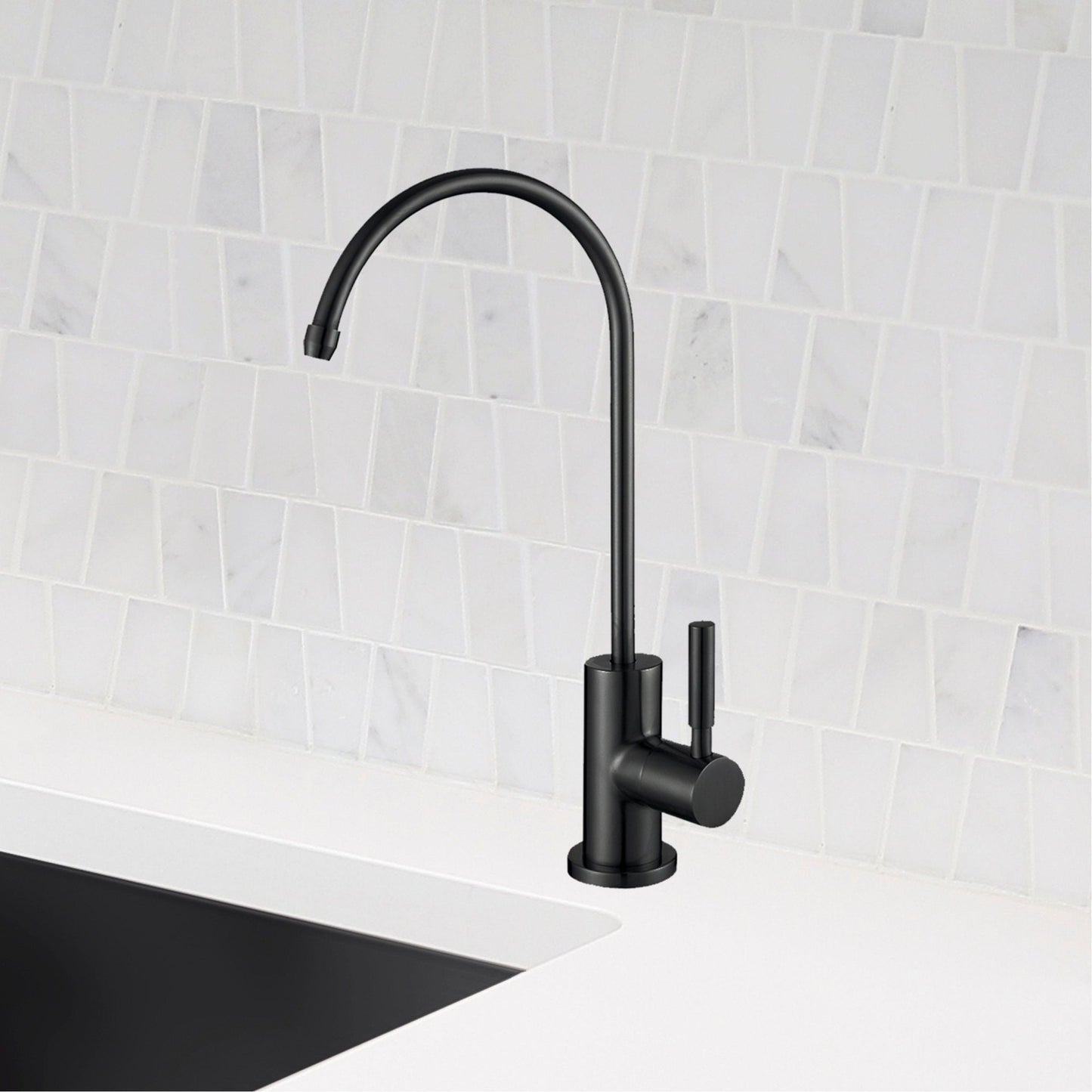 Stylish Lodi 11.25" Kitchen Drinking Water Tap Faucet, Stainless Steel Matte Black Finish K-142N