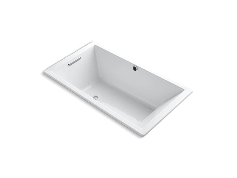 Kohler Underscore Rectangle 66" x 36" Heated BubbleMassage air bath with Bask, end drain  -White